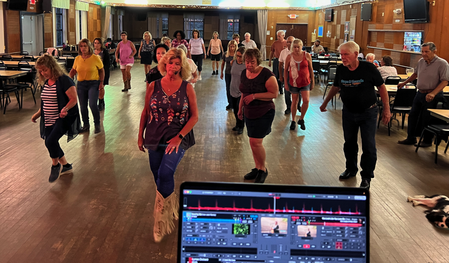 Line dancing at the Bristol Polish American Citizens Club